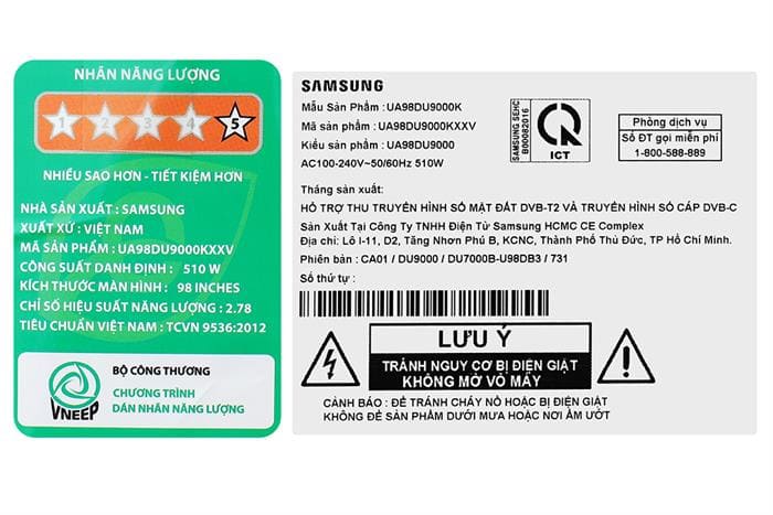 Smart Tivi Crystal UHD Samsung 4K 98 inch 98DU9000